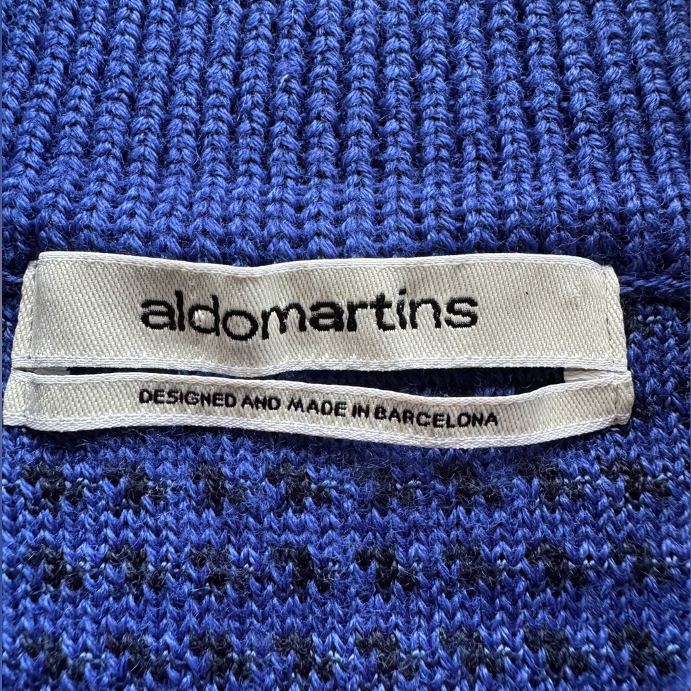 Aldo Martins Ruffle Bib Knit Shirtdress. Size M. Dark Blue - Picture 6 of 11